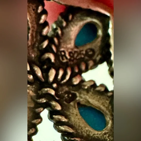 Sterling Silver Ring (R925) with Turquoise Colored Stones Size 10 - Picture 3 of 6